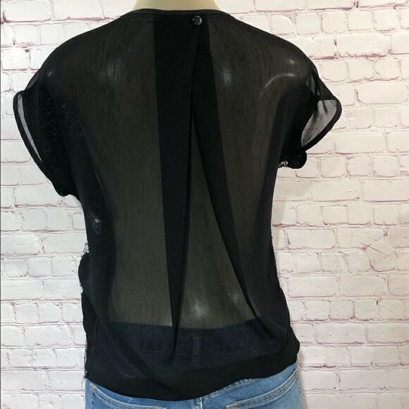 Chole K Silver sequin top with a sheer back - Picture 3 of 5